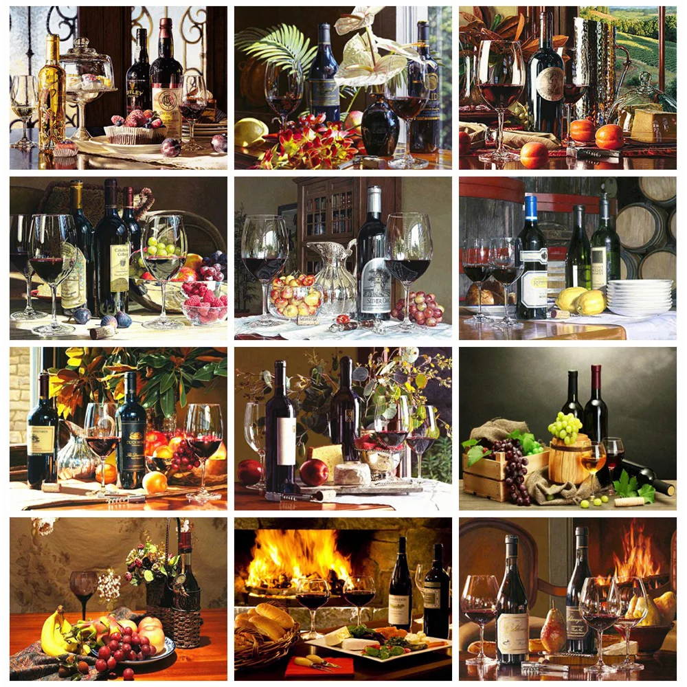 

Miaodu Diamond Painting Wine Cross Stitch Full Drill Decoration For Home Diamond Embroidery Mosaic Fruit Home Art