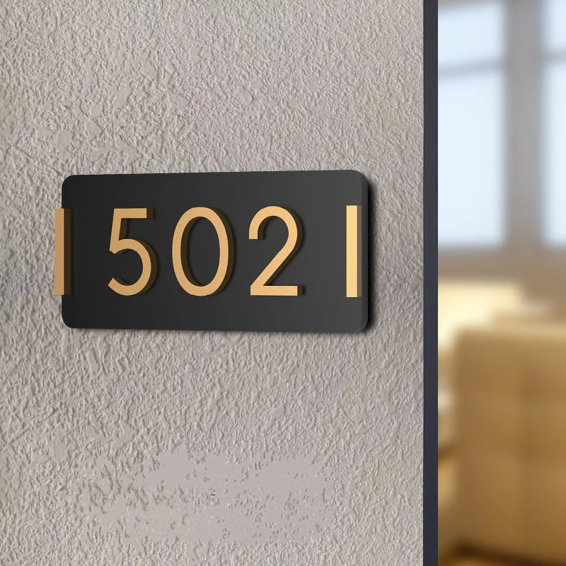 Retro Style Acrylic Door Numbers Signs Wood Number Plate Apartment Hotel Digital House Adhesive Sticker Customized | Дом и сад
