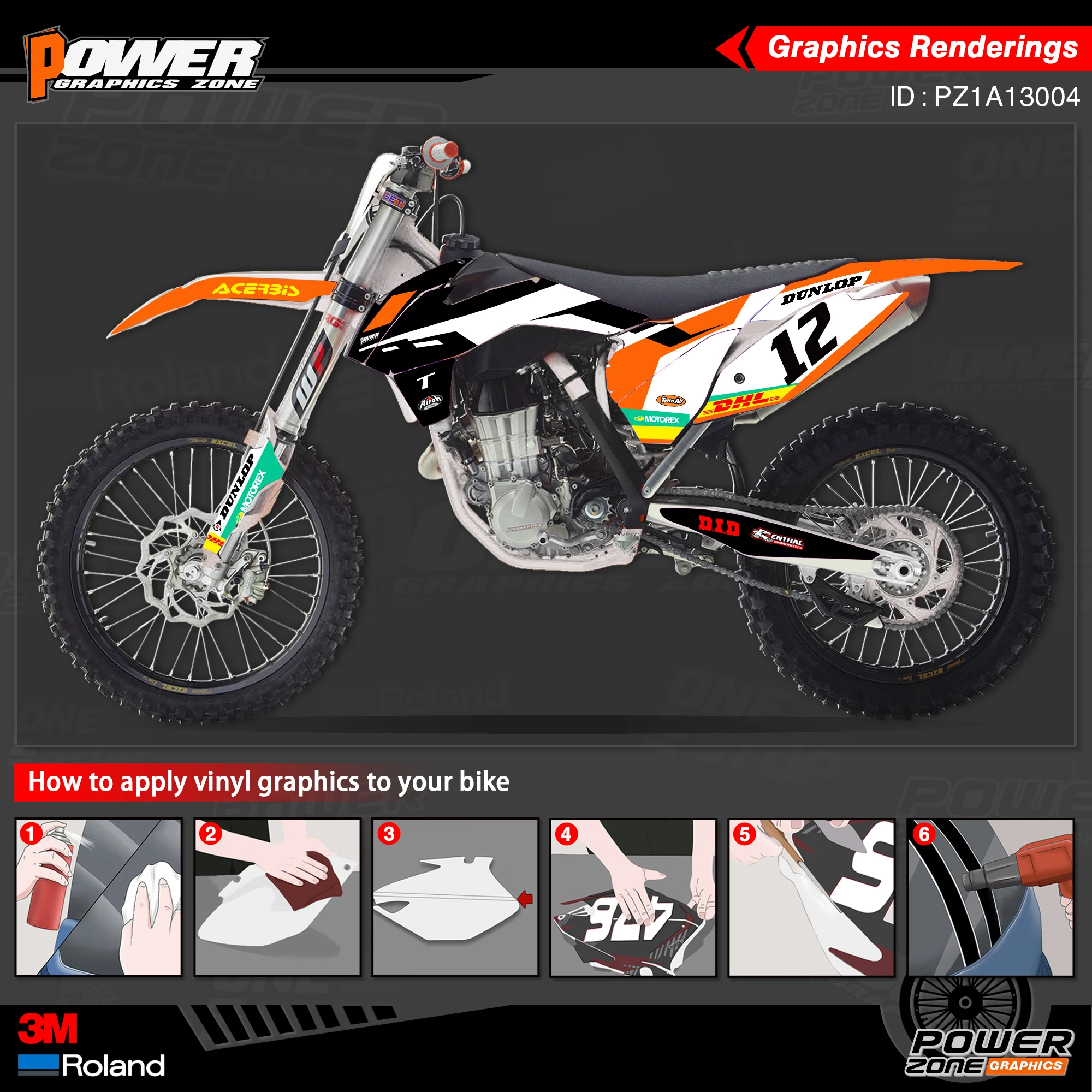 PowerZone пользовательские команды графики фоны наклейки 3m Набор для KTM SXF MX 13-15 EXC XCW