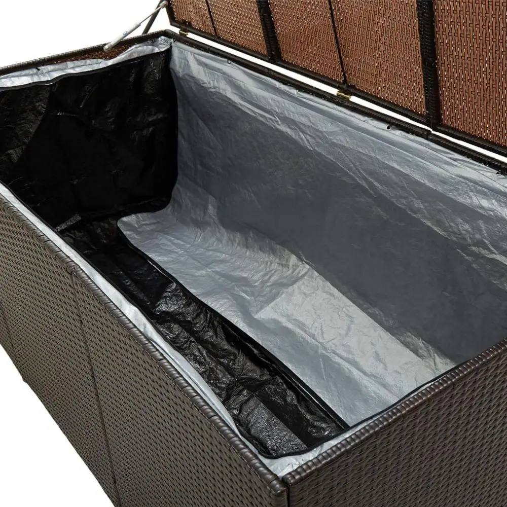 

USA WarehouseGarden Storage Box Poly Rattan 70.8"x35.4"x29.5" Brown
