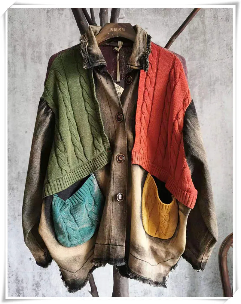 Женская ВИНТАЖНАЯ ДЖИНСОВАЯ КУРТКА облегающая трикотажная джинсовая куртка в