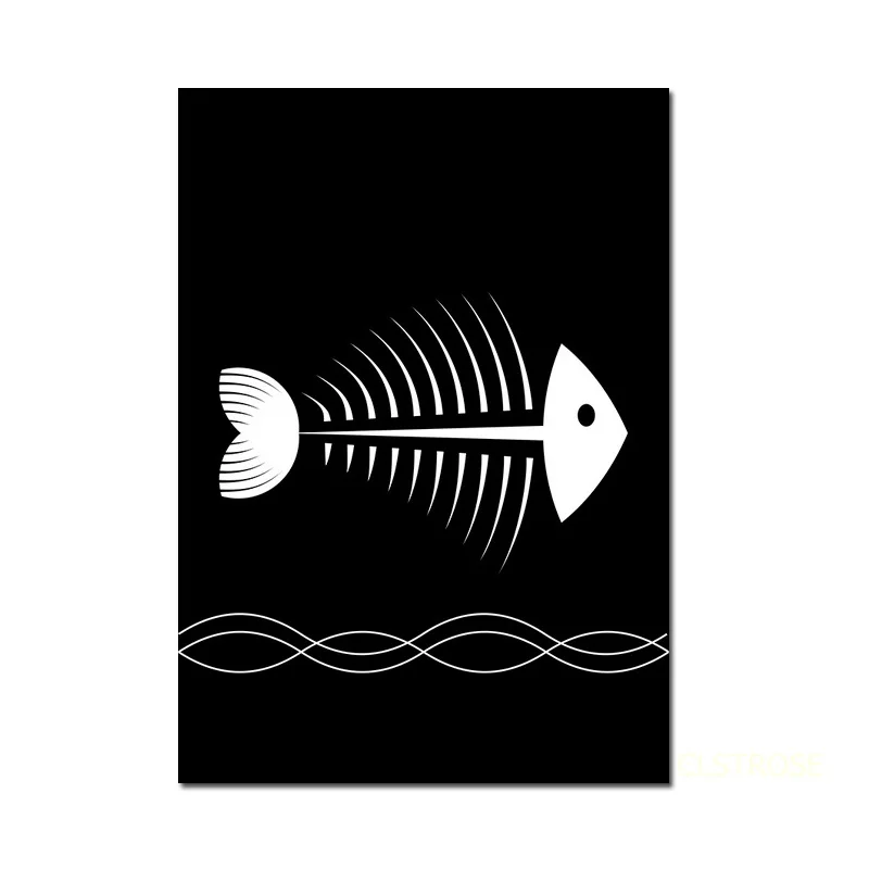 

Nordic Modern Style Cartoon Cat Fish Bio-Chain Posters Art Canvas Pictures For Living Room Decorative Painting Unframed