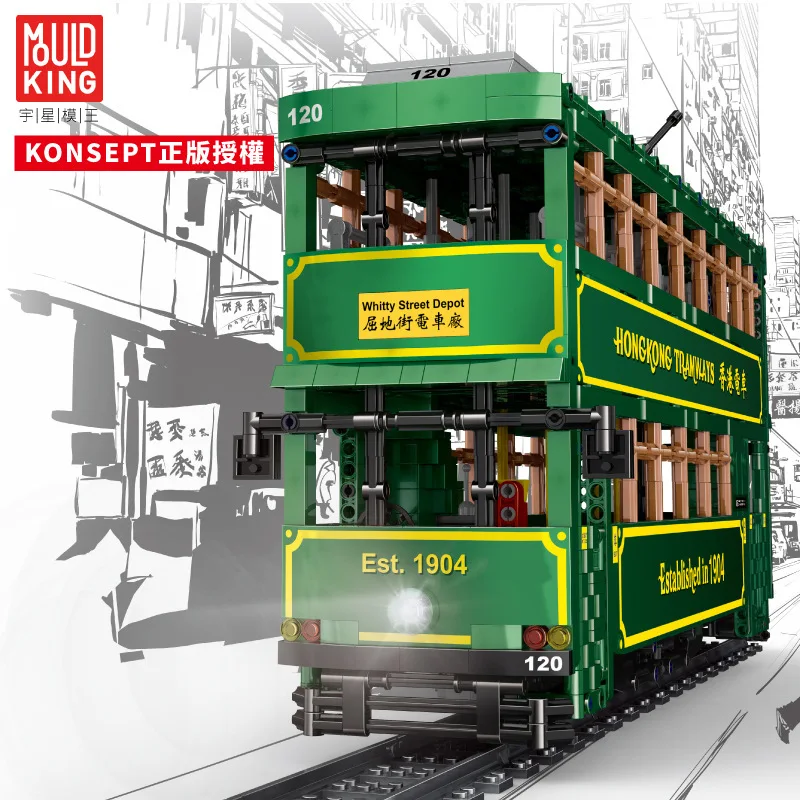 MOULD KING MOC KB120 высокотехнологичная серия Hong Kong Tramways модель строительных блоков 2528
