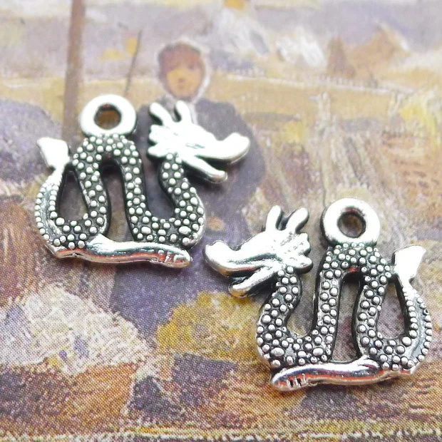 

20pcs/Lot 14x17mm Dragon Alloy Charms Antique Silver Color Pendants for DIY Jewelry Making Charm