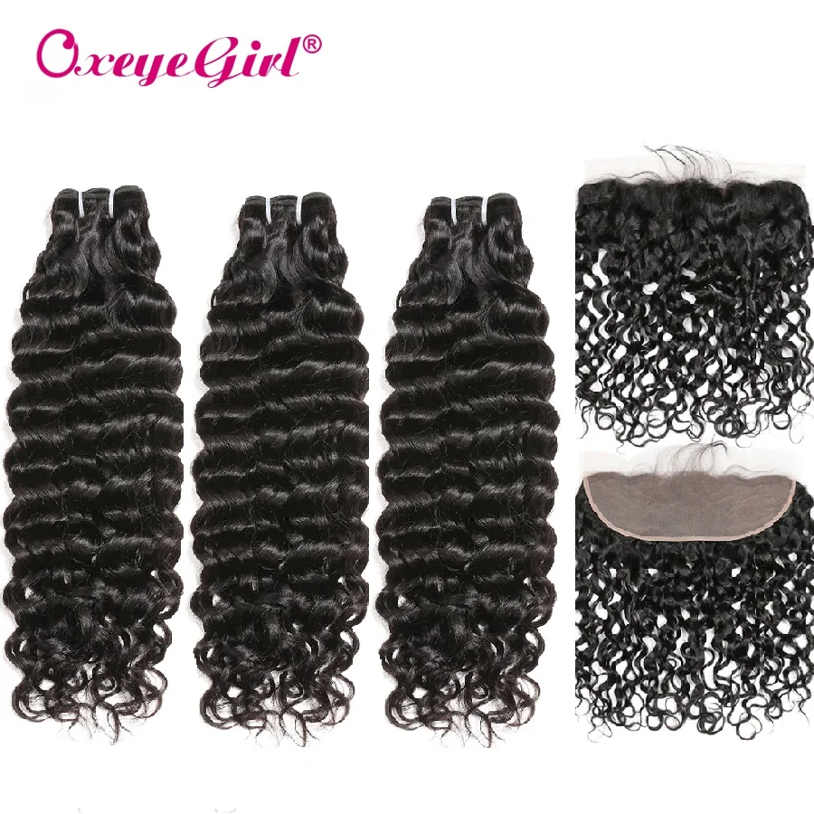 Oxeye девушка бразильские человеческие волосы пучки с закрытием уха до Кружева