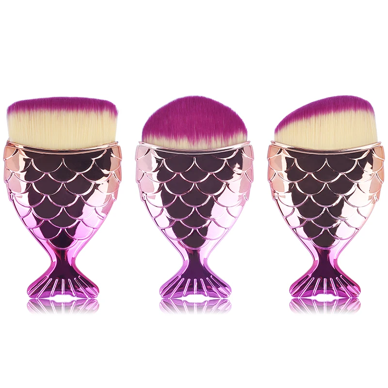 

1pc Make Up Brushes Powder Face Highlighter Sponge Professional Repair Mermaid Holder Shape Foundation Cosmetic Fish Tools Kit