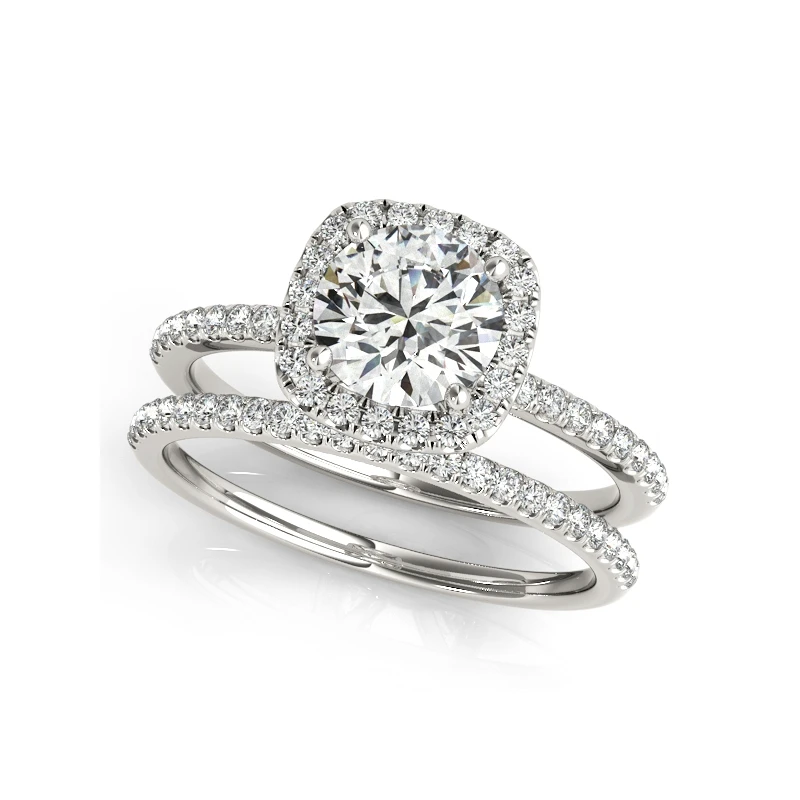 White Gold Plated LESF Роскошный 1 карат большой Halo Кольцо Серебро 925 пробы установка высокого качества круглой огранки Sona циркон обручальное свадебное кольцо - Цвет основного камня: White Gold Plated