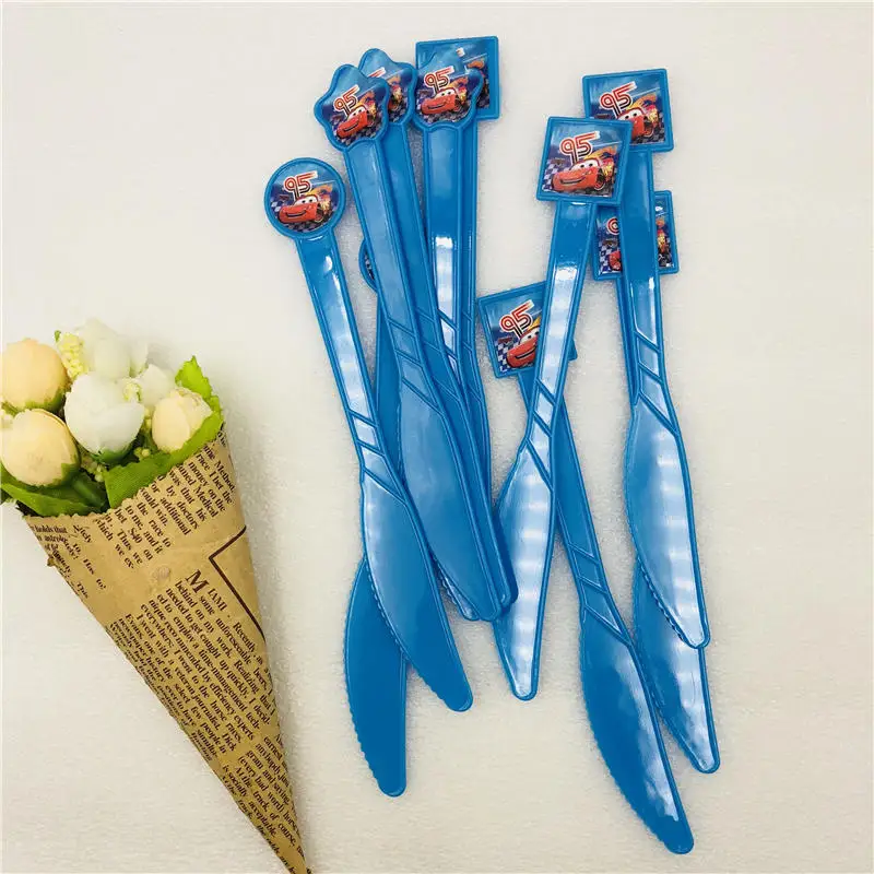 Knife 10pcs 24 шт./компл. Lightning Mcqueen со вставленной картой продукция изображение декорирование тортов капкейк Палочки малыш День рождения украшения свадебные сувениры - Цвет: Knife 10pcs