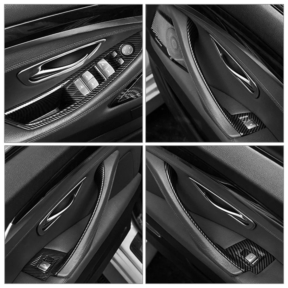 

7Pcs Carbon ABS Car Window Lift Switch Panel Door Handle Trim For BMW F10 F11 F18 5 Series M5 2010 2011 2012 2013 2014 2015 2016