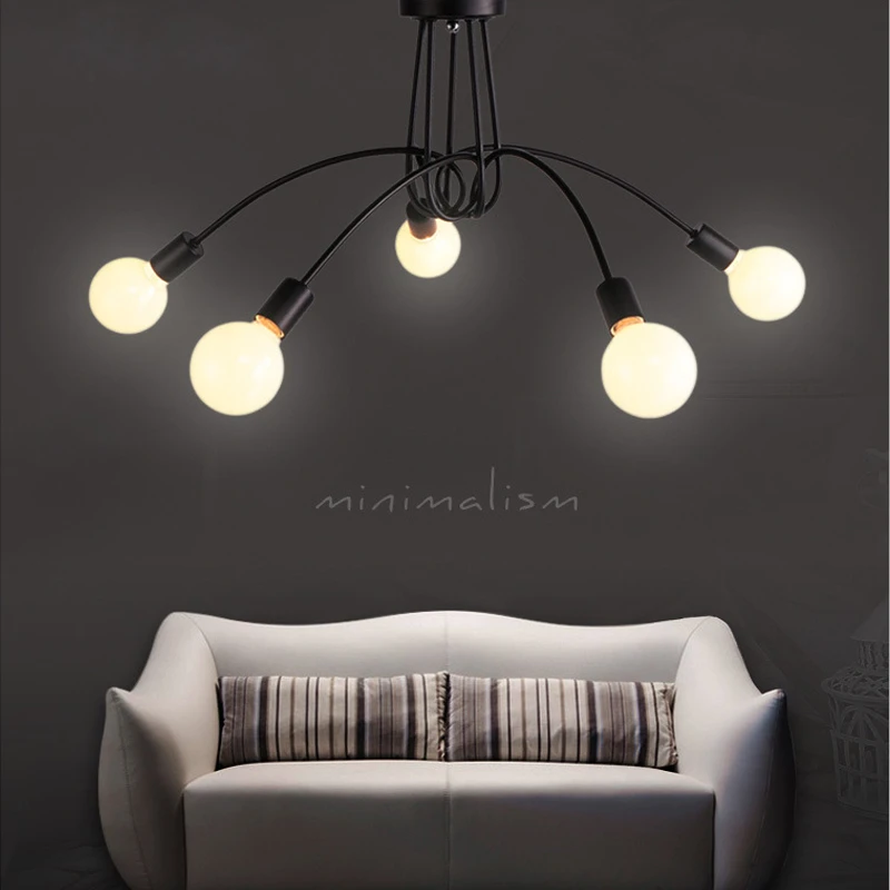 Ретро железная люстра E27 винтажная потолочная лампа в черном/белом/красном цвете