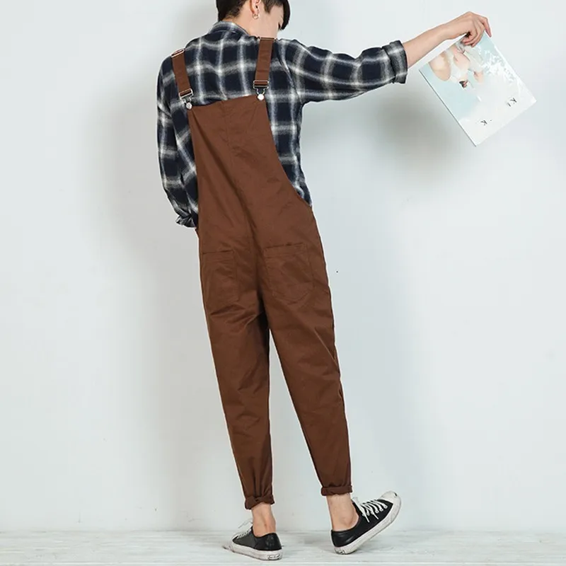 

Harajuku Retro Jumpsuits Loose Harem Pants Cotton Comfort Pockets Full Length Mens Trousers Casual Overalls Pantalon Hombre