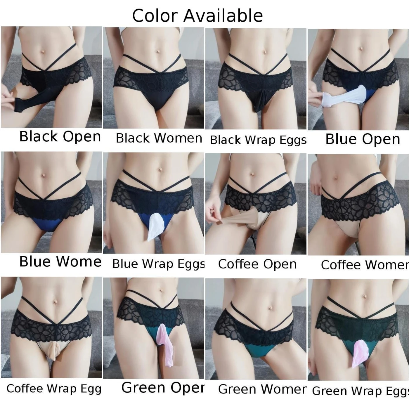 Трусы женские/мужские кружевные с карманом для пениса |