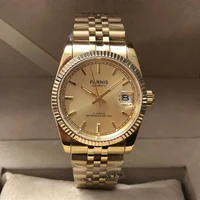 new parnis automatic mechanical mens watch gold men women elegant calendar stainless bracelet watches man clock box gift pa2112