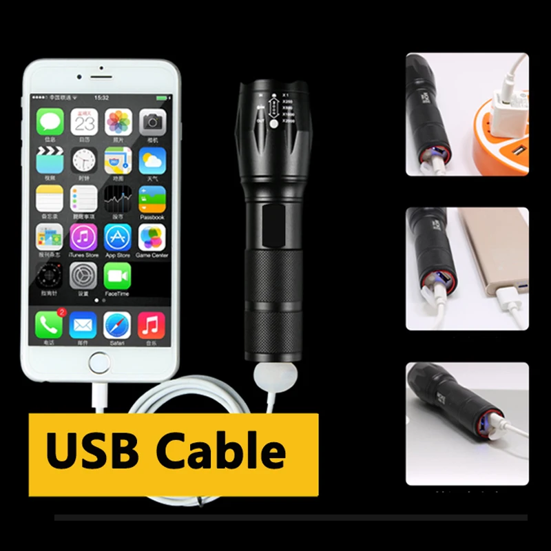 CREE XM-L2 T6 встроенный 18650 перезаряжаемый аккумулятор USB зарядное устройство