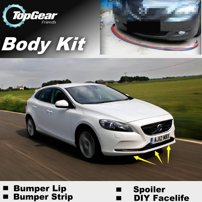 Дефлектор губ бампера для Volvo V40 P1 передняя юбка спойлера ДЛЯ вентиляторов TopGear