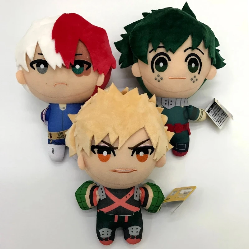 

Hot Anime 3pcs/lot My Hero Academia Izuku Midoriya Katsuki Bakugou Shouto Todoroki Plush pendant toy Soft Stuffed Dolls Gift