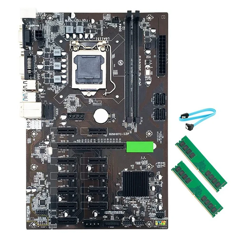 

Материнская плата B250 для майнинга BTC с 2XDDR4 4 Гб 2666 МГц ОЗУ + кабель SATA LGA 1151 12x, слот для графической карты USB 3,0 для майнинга BTC