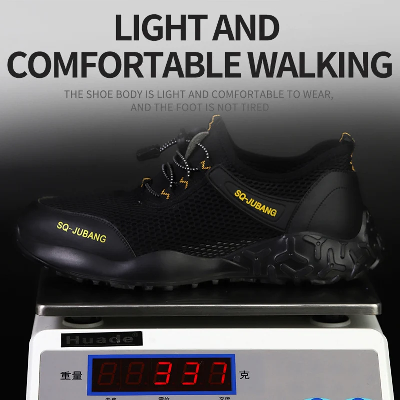

2020 Summer Mesh Breathable Men Safety Shoes Steel Toe cap Work Shoes Lightweight and Comfortable Working Boots Men Sneakers