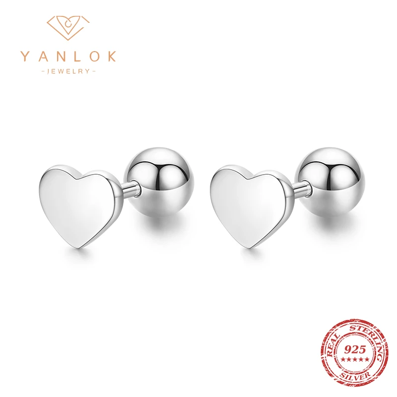 

Женские серьги-гвоздики из серебра 925 пробы, с гладким сердцем