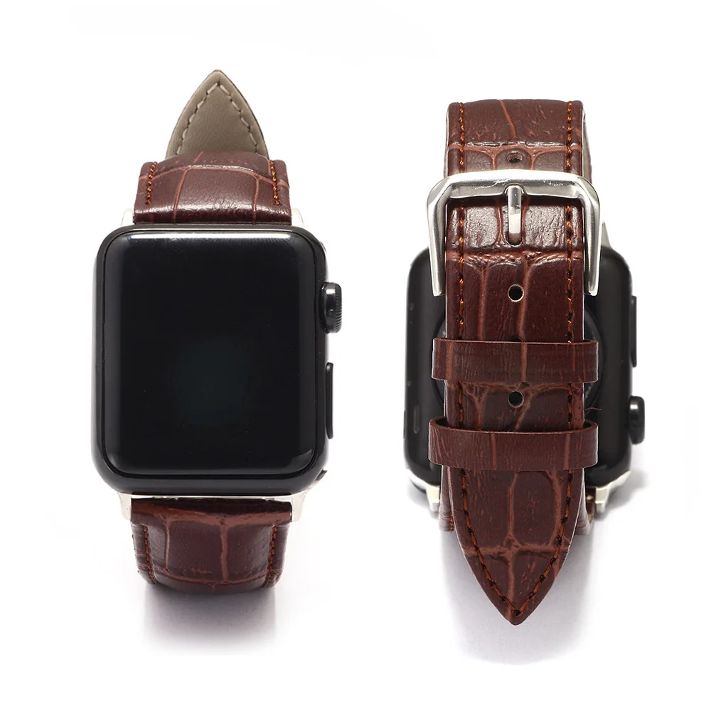 

European and American New Crocodile Genuine Leather Watch Strap Suitable for Apple Watch Apple Iwatch Watch Jewelry Wholesale