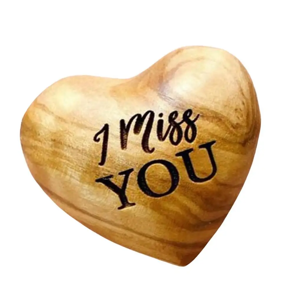 

Wooden Heart Ornaments Portable 3D Wood Heart Art Craft A-Little-Hug Wooden Heart Shape 1PC I Miss You Pocket Gift Love Ornament