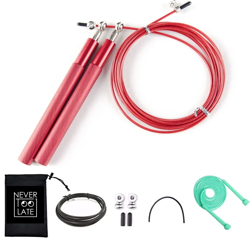 

6 IN 1 2.5mm steel cord speed jump skipping rope 120g multi color with anti wear tube and backup rope