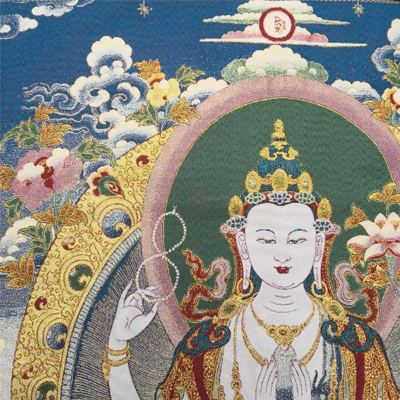 China Old Tibet Silk Thangka Like Hanging Painting Fengshui Tibetan Four Arm Buddha | Дом и сад