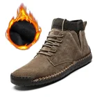Мужские замшевые ботинки, коричневые ботинки из натуральной кожи, до щиколотки, сезон осень-зима, 2021