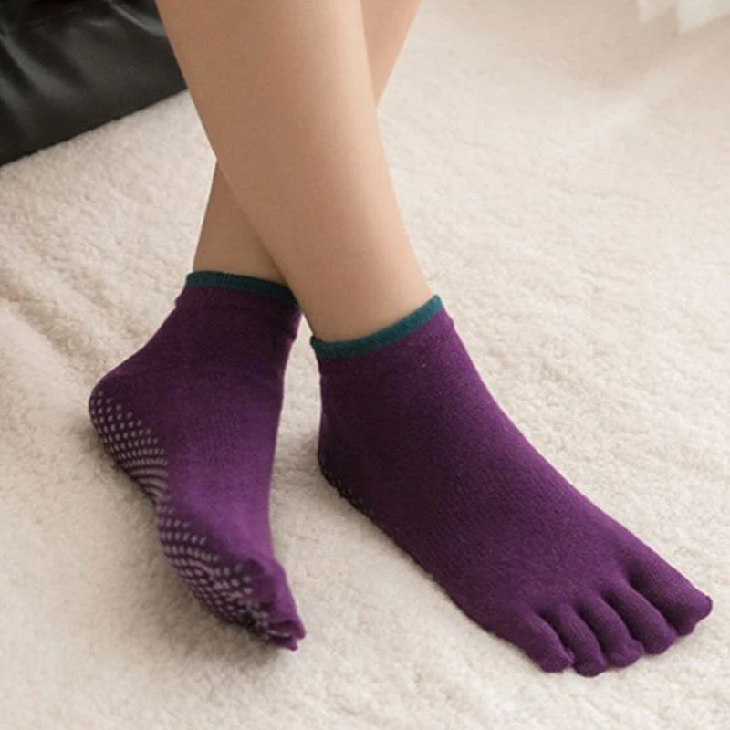 Женские спортивные носки для йоги Нескользящие силиконовые смешные с 5 пальцами