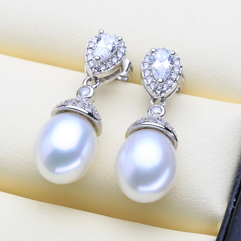 Ожерелье и подвеска из натурального пресноводного жемчуга 925 висячие серьги