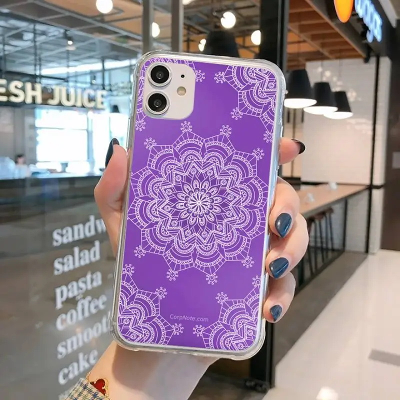

Mandala flower Phone Case Transparent for iPhone 11 12 mini pro XS MAX 8 7 6 6S Plus X 5S SE 2020 XR