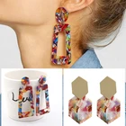 Индивидуальные 2019 трапециевидные Большие Длинные акриловые ацетатные Висячие серьги для женщин прямоугольные Черепаховые серьги Za ювелирные изделия