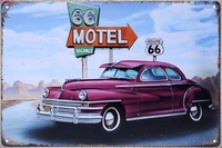 1 pc classic vacation antique car impala route 66 motel tin plate sign wall plaques cave decoration dropshipping metal poster