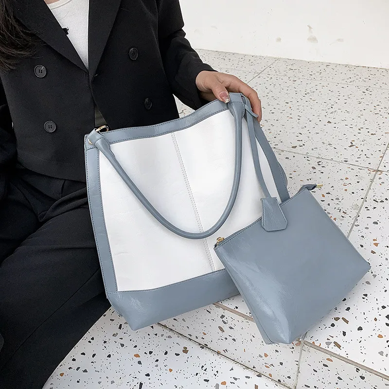 Женские сумки через плечо составного кроя вместительные женские сумочки и