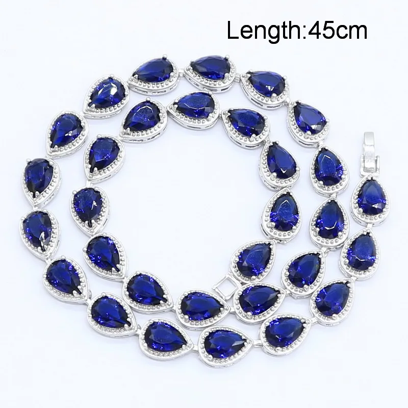 Silver Color Necklace for Women Water Drop Blue Green Semi-precious Wedding Jewelry Free Gift Box | Украшения и аксессуары