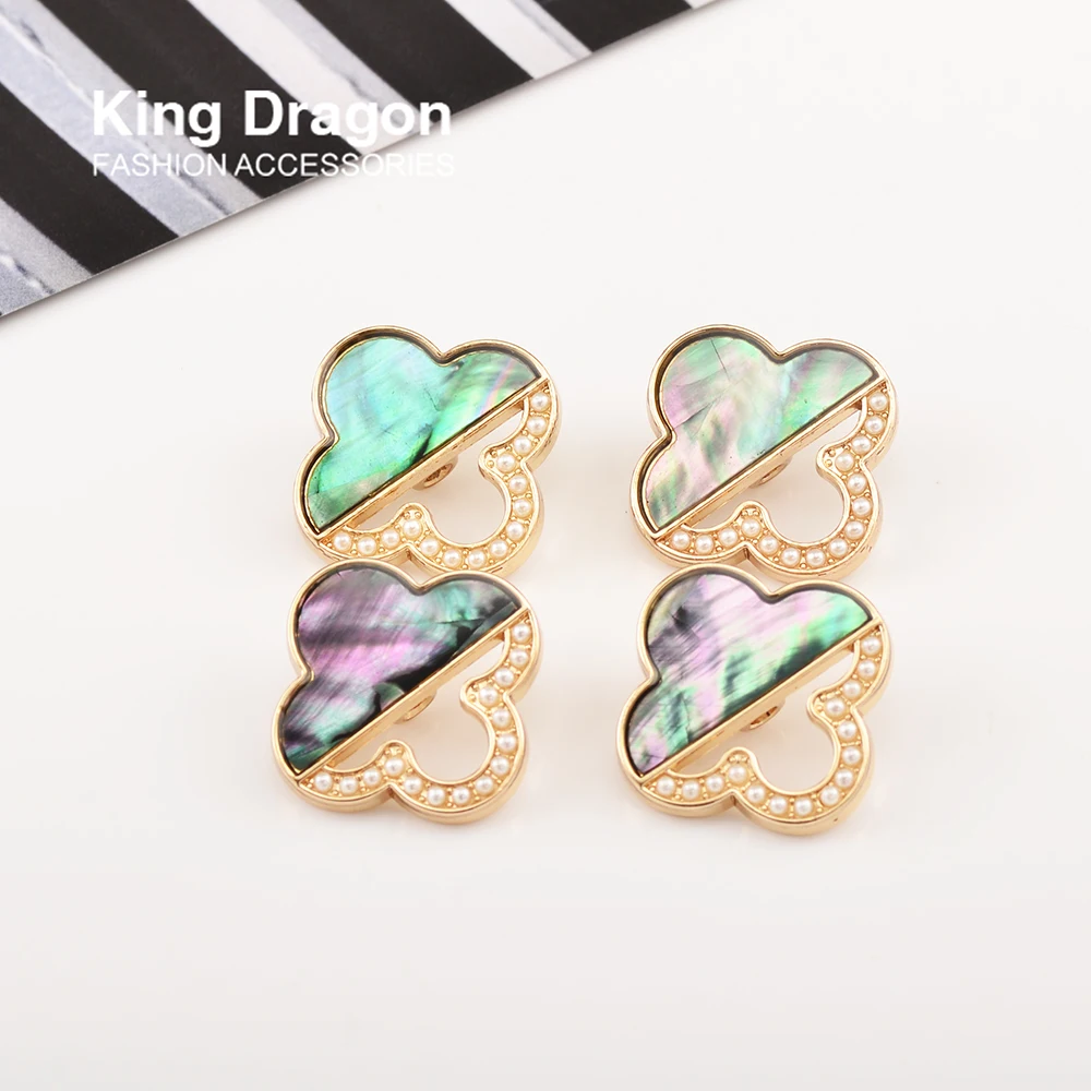 New Arrival 6PCS Gold Rhinestone Decor Metal Shell Pearl Buttons For Clothes Coat Cardigan Sweater Sew Needlework KD886 | Дом и сад