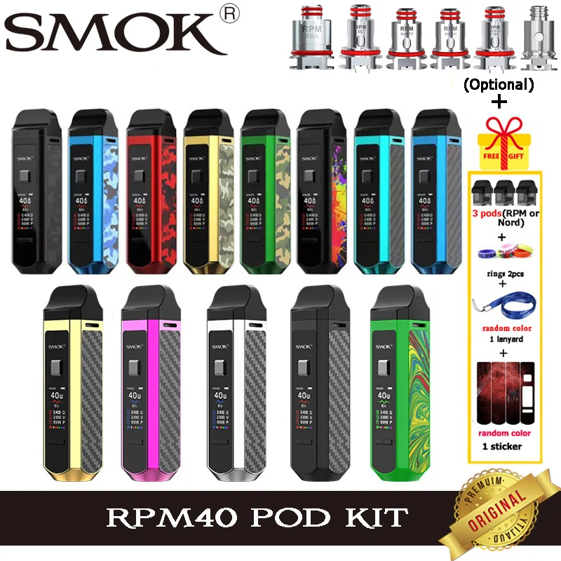 Оригинальный SMOK RPM40 Pod Комплект 1500 мАч об/мин 40 4 3 мл картридж сетчатая катушка 5 Nord