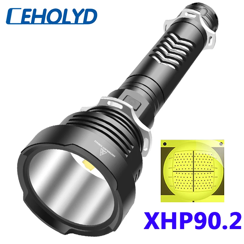 

Суперяркий фонарик XHP90.2, 4 ядра, высококачественный светодиодный фонарик, функция внешнего аккумулятора, фонарик с зарядкой от Usb 18650 или 26650