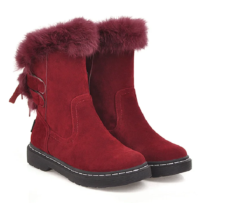 

Autumn Womens Ankle Boots Chunky Heels Fur Trim Warm Casual Shoes Plus Size