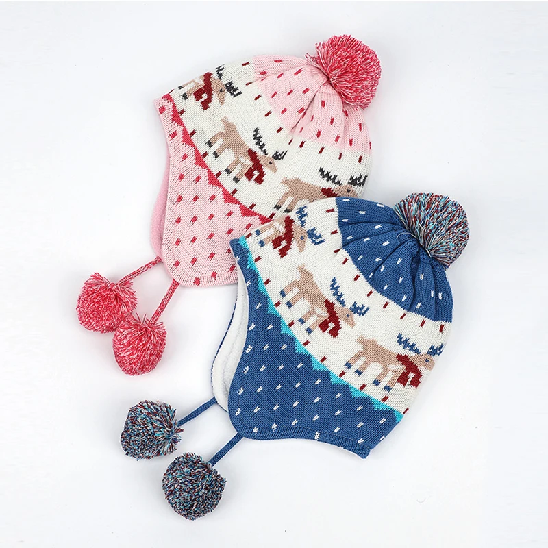 Зимняя шапка ушанка из флиса для мальчиков и девочек вязаная шапочка осенняя