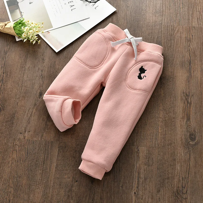 W204 pink Брюки для холодной зимы; Штаны для маленьких девочек; детские штаны; сезон осень-зима; теплые флисовые леггинсы для маленьких девочек - Цвет: W204 pink