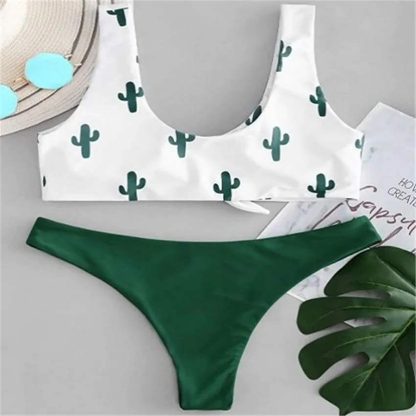 Купальник с принтом кактуса Европейский и американский сексуальный раздельный