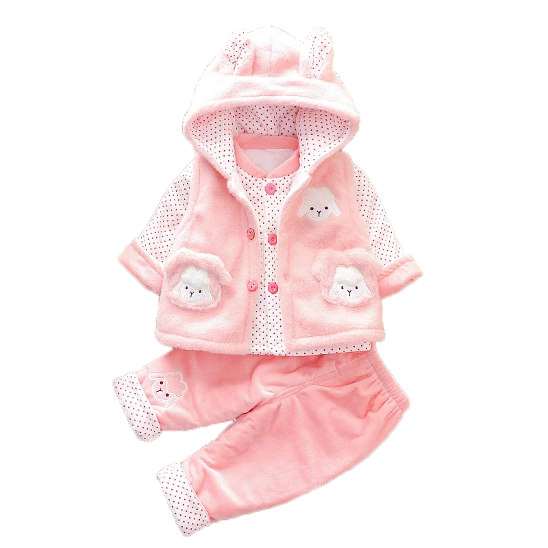 

Baby suit baby winter baby clothes plus velvet thick three-piece children's suit baby clothes