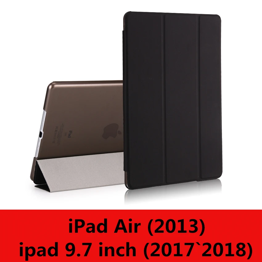 Чехол для iPad 9,7 6-го поколения, Чехол Air 3 2 1 Pro 10,5, прозрачный чехол, умный чехол из искусственной кожи для сна - Цвет: black-L-New9.7 Air