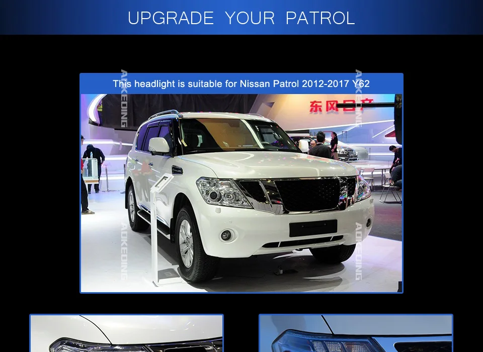Фара для Nissan Patrol Y62 2010- фары Противотуманные фары Дневные ходовые огни DRL H7 светодиодный Биксеноновая лампа автомобильные аксессуары