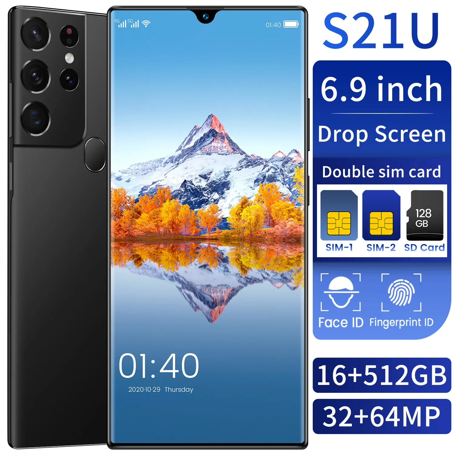 

Loss Making Sales S21U 6.9Inch 6800mAh Large Battery Smartphone 5G Net 16GB 512GB 10 Core Cellphone Snapdragon 888