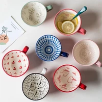 cartoon mug ceramic coffee cup large capacity household breakfast milk oatmeal cup insulated drinkware couples gift