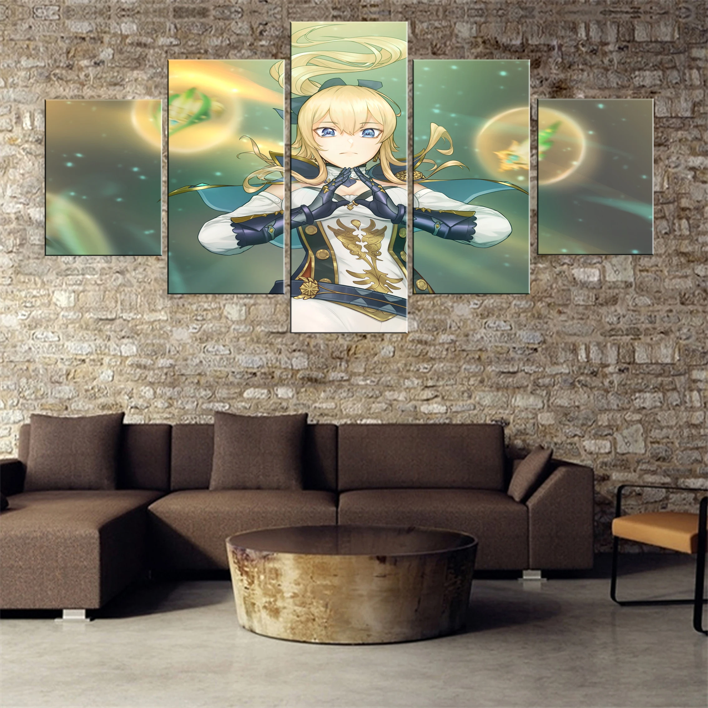 

Genshin Impact Game 5 Pieces Canvas Paintings Modern Oil Wall Home Room Printed Framework Art Decoration Modular