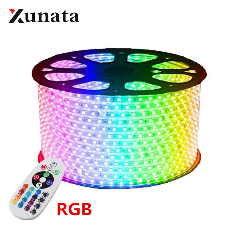 

220V LED Light Strip Waterproof smd 5050 RGB led light 60LEDs/m Flexible Ribbon Tape LED Strip With EU Plug
