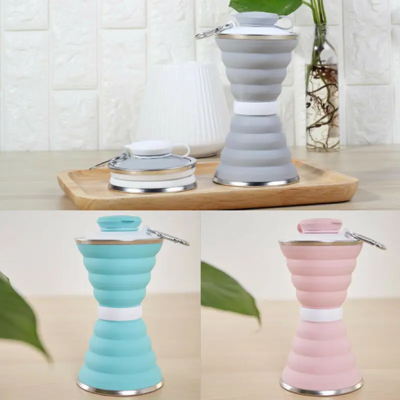 2020 Functional Newest White Gray Pink Blue 500ml Collapsible Coffee Cup Foldable Reusable Silicone Mug For Travel Camping | Дом и сад